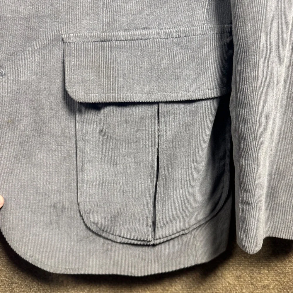 Vintage Cambridge Classics Mens Grey Corduroy Blazer 40 Elbow Patches Sport Coat